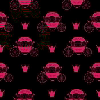 Princess Cinderella Fairytale Carriage. Seamless Pattern vector