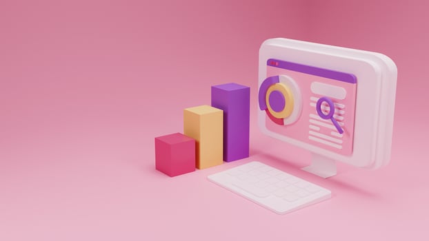 3D render Search Engine Optimization illustration with pink background photo