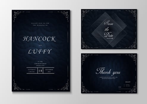 Luxury wedding invitation card with dark navy background vector
