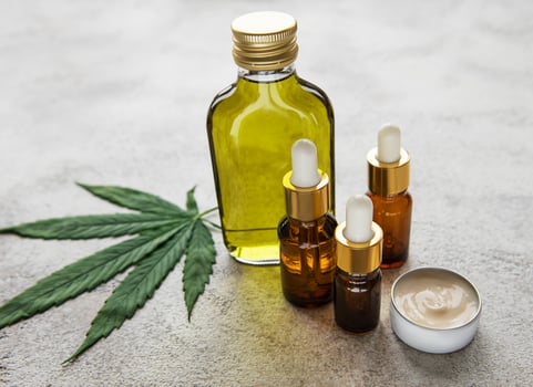 CBD oil, hemp tincture, cannabis cosmetic product for skin care. photo