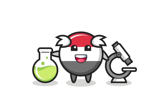 Mascot character of yemen flag badge as a scientist vector