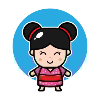 cute japanese girl cartoon character vector