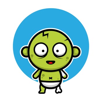 Cute baby zombie halloween cartoon vector illustration.
