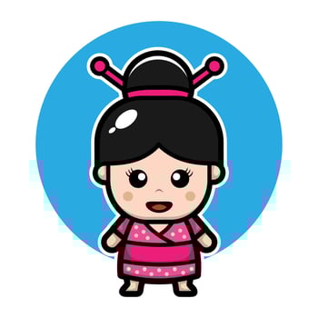 cute japanese girl cartoon character vector