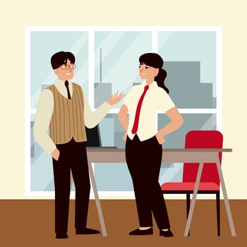 business people, businessman and businesswoman talking work office vector