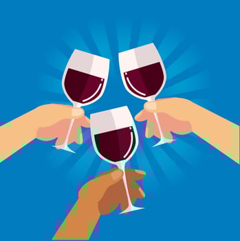 celebrating hands with wine glasses celebration, cheers vector