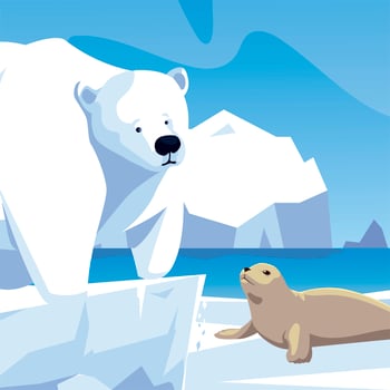 polar bear and seal animals north pole iceberg vector