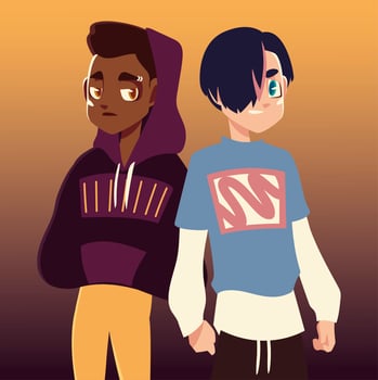 young men characters youth culture fashion outfit vector