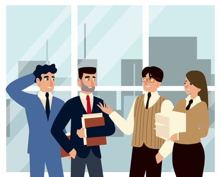 business people teamwork cartoon character office vector
