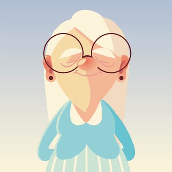 elderly woman, funny grandmother female senior cartoon vector