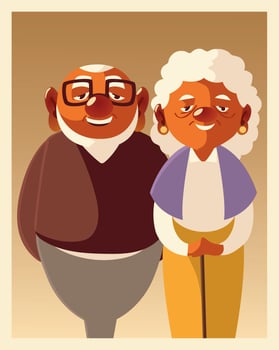 portrait cute couple senior male and female, grandparents characters vector