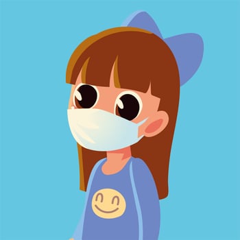 Back to school of girl kid with medical mask vector design