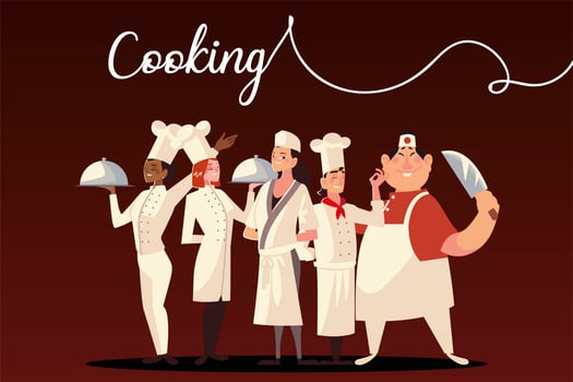 chefs cooking food worker professional staff restaurant vector