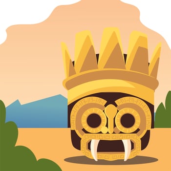mask aztec ornament ethnic in the landscape vector
