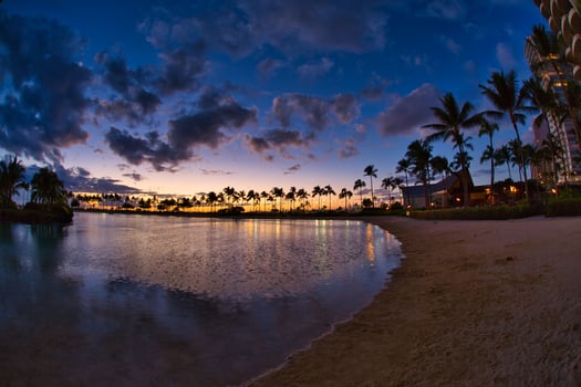 Sunset at waikiki beach hawaii photo