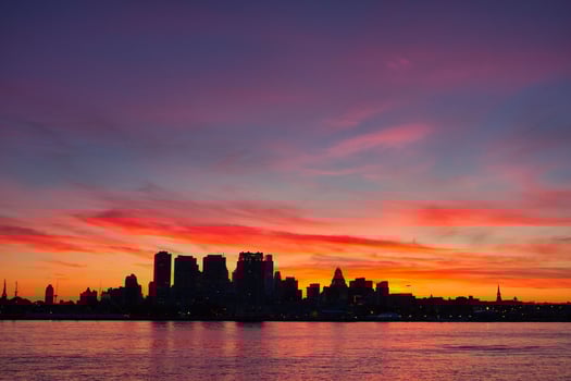 Evening view of downtown Philadelphia, USA photo
