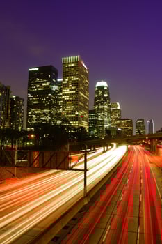 Downtown Los Angeles at dusk photo