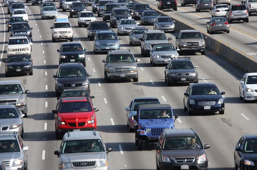 Los Angeles freeway in heavy traffic photo