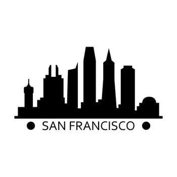 San Francisco Skyline Illustrated On White Background vector