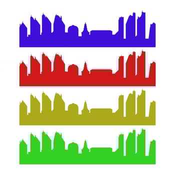Illustrated City Skyline On White Background vector
