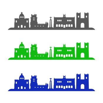 Lisbon Skyline Illustrated On White Background vector