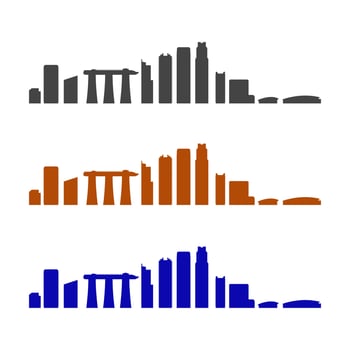 Singapore Skyline Illustrated On White Background vector