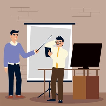 business people, businessmen working with board presentation planning vector