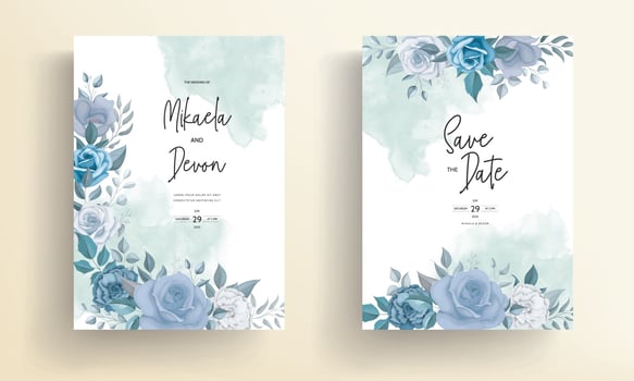 Wedding invitation card with beautiful floral decorations vector