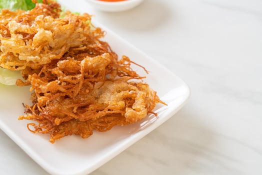 Fried Enoki Mushroom or Golden Needle Mushroom photo