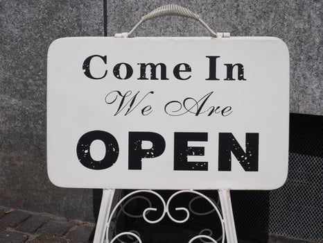 Come in we are open sign photo