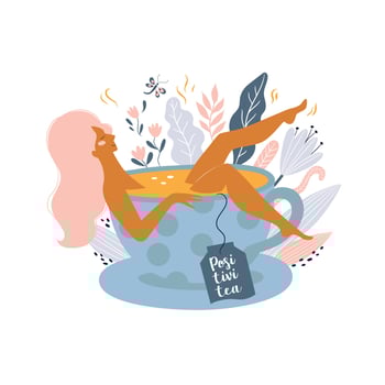 Take time for yourself or self care design concept. Cute girl laying vector