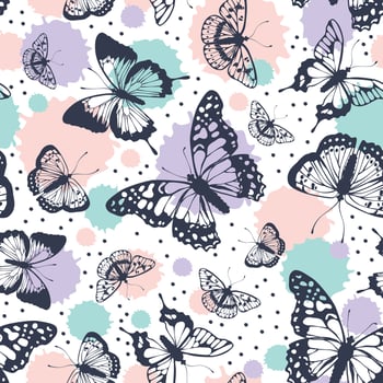 Vector butterflies pattern. Abstract seamless background.
