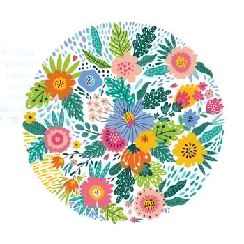 Beautiful cycle made of flowers in vector. Card design vector