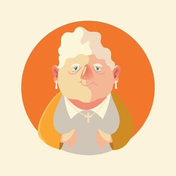 cute elderly woman, grandmother female senior cartoon vector