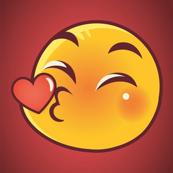 funny emoji, emoticon kiss face expression social media vector