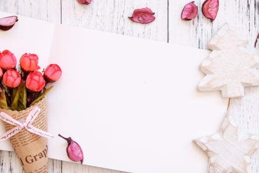 Paper with flowers and ornaments photo