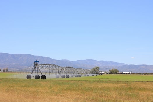 Watering nozzles and mountains in the suburbs of Los Angeles, USA photo
