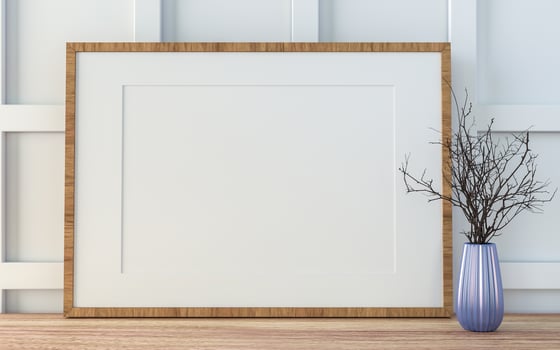 Living room wall photo frame with flower vase, 3D style