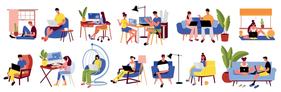 Freelancers Work Icons Collection vector