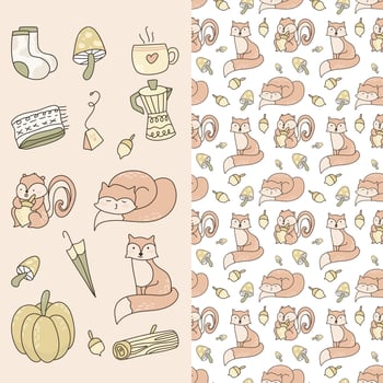 Cute Fox Autumn Season vector