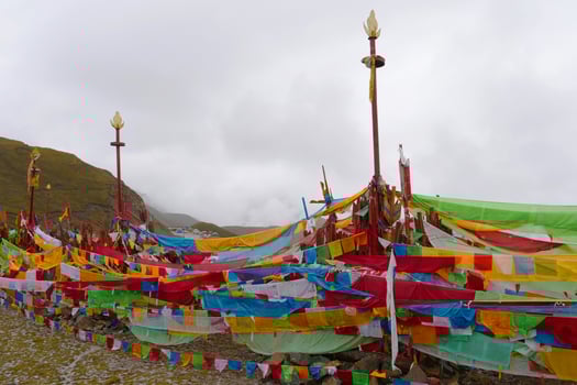 Tibetan Buddhist temple in Laji Shan Qinghai Province China photo