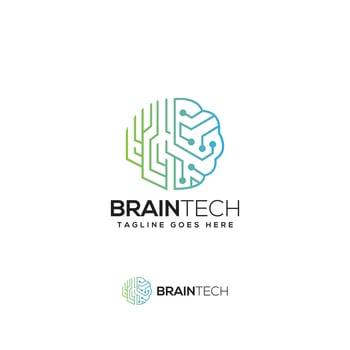 Brain tech modern logo design vector