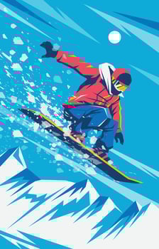 Winter Sport with Snowboarding Concept vector