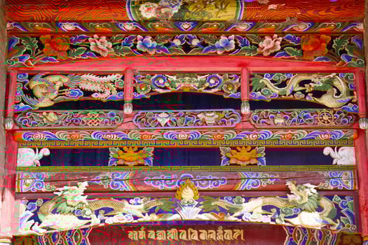 interior in Arou Da Temple in Qinghai China. photo