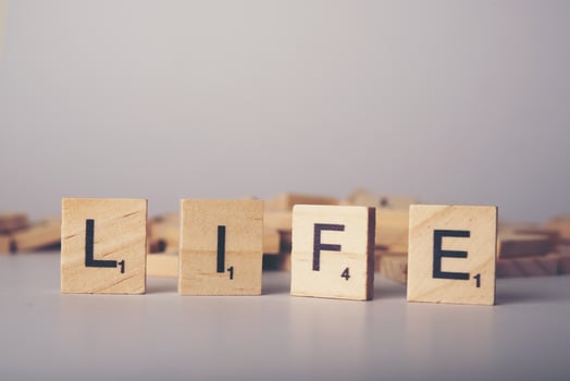 LIFE wooden tile font  concept photo