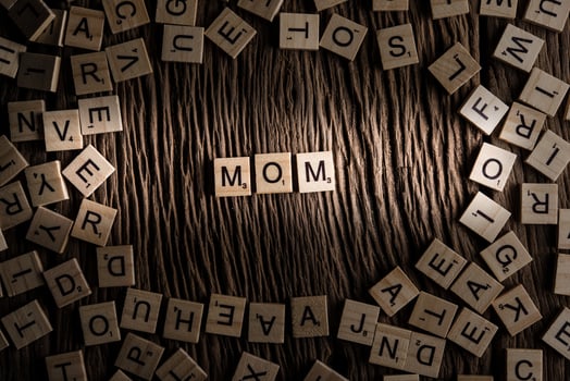 MOM wooden tile font  concept photo