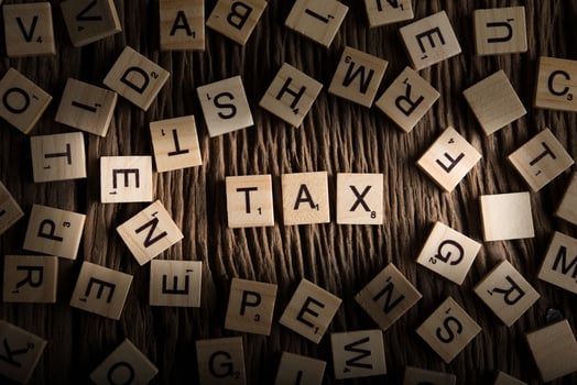 TAX wooden tile font  concept photo