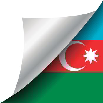 Azerbaijan flag with curled corner vector