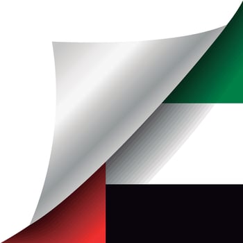 flag of United Arab Emirates with curled corner vector