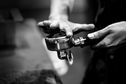 Barista working in a coffee shop, Barista Make Coffee Portafilter photo